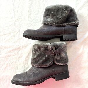 G.H. Bass & Co. Alexia Gray Faux Fur Slip-On Boots SZ 8 W Worn 1X